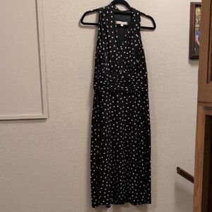 Evan Picone Black and White Halter Midi Dress